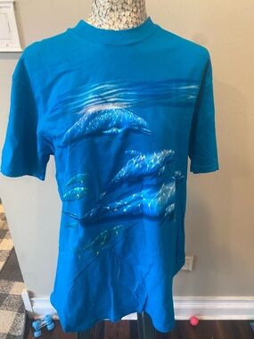 Vintage 90s all Print with Dolphins electric Blue in color